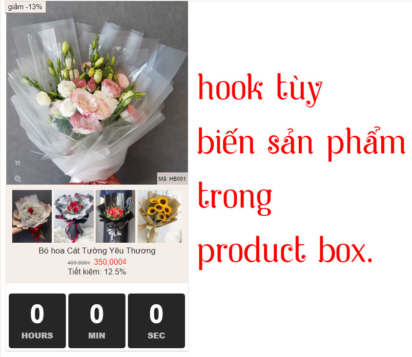 Cách tùy biến hook trong product box