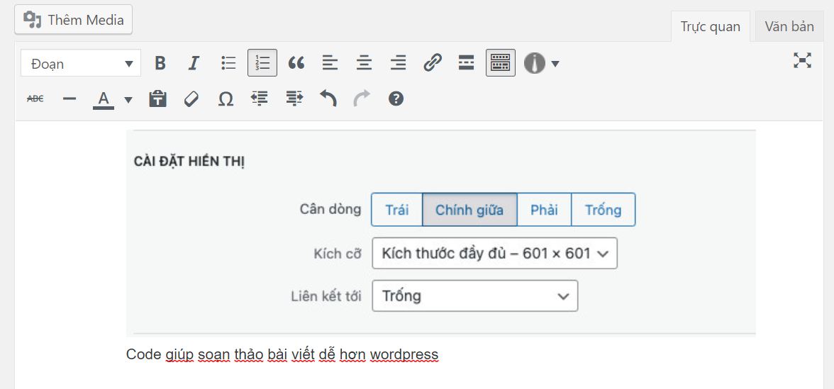 Code giúp soạn thảo bài viết dễ hơn wordpress