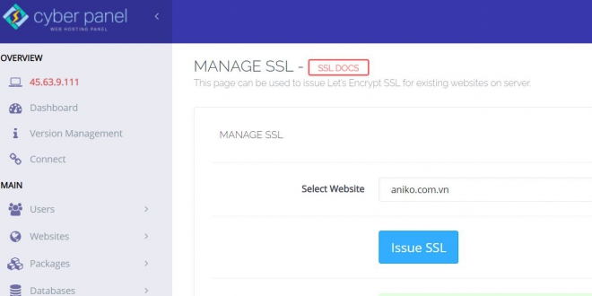 cách cài SSL bằng cyber panel miễn phí mà không bị lỗi