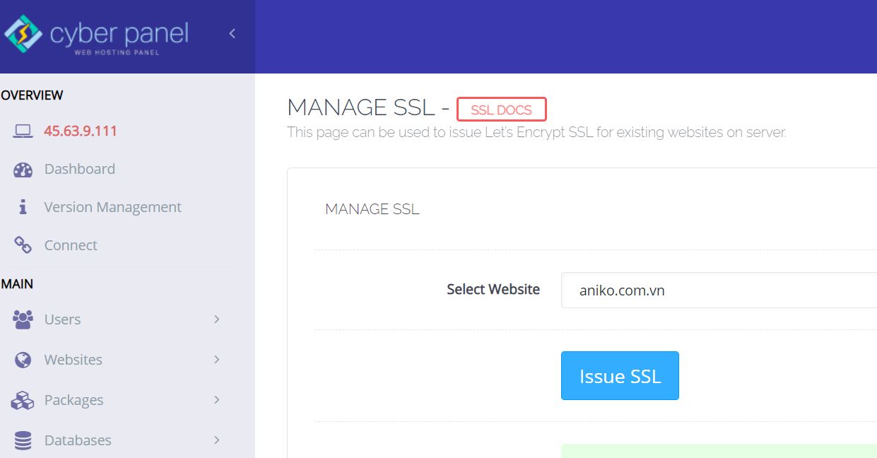 cách cài SSL bằng cyber panel miễn phí mà không bị lỗi