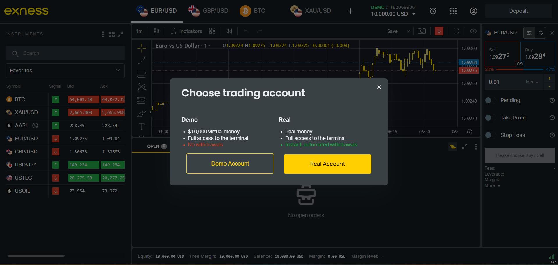 Select Real Account – How to Open an Exness Account (Trade Viet Stock)