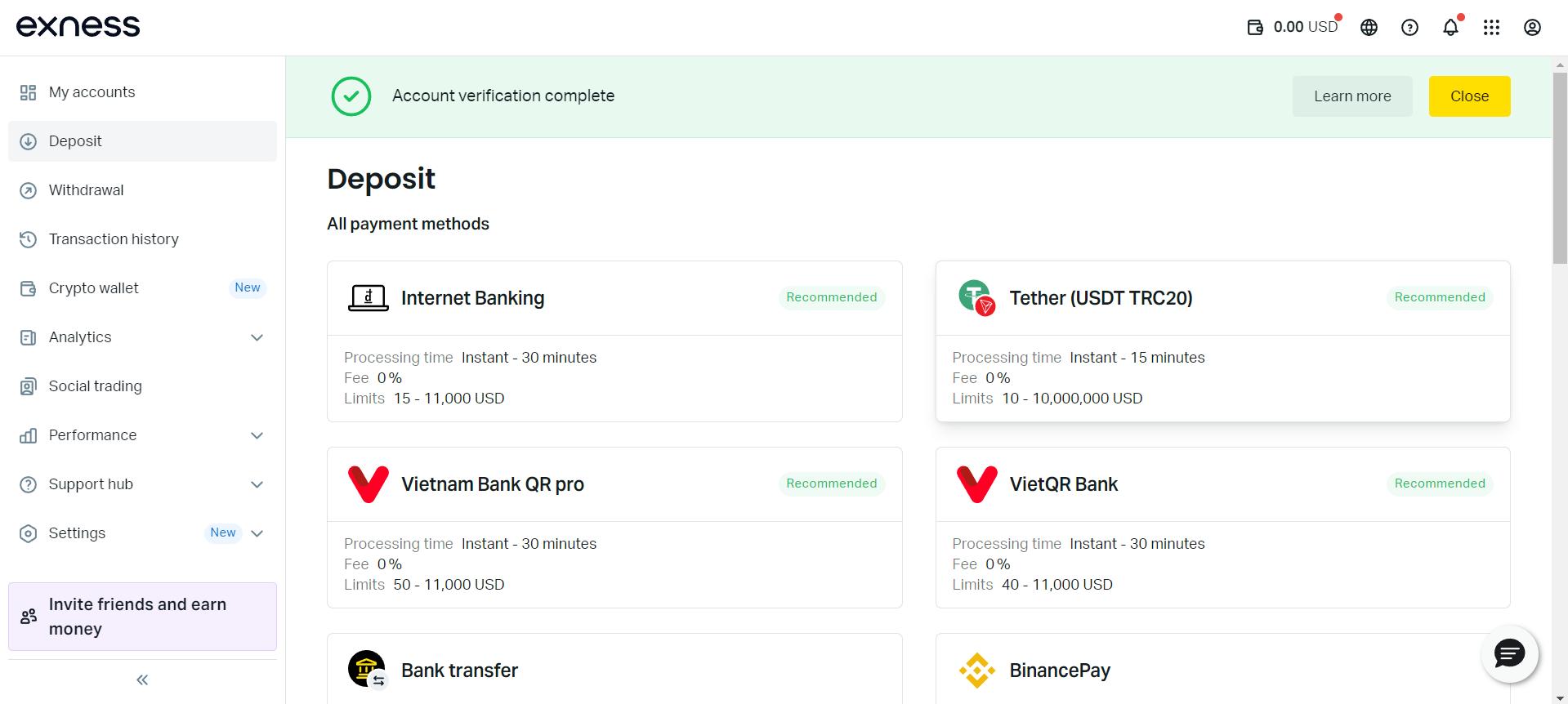 Select Deposit Method – Trade Viet Stock